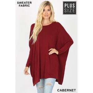 World of Leggings Oversized Round Neck Poncho Plus Size Sweater